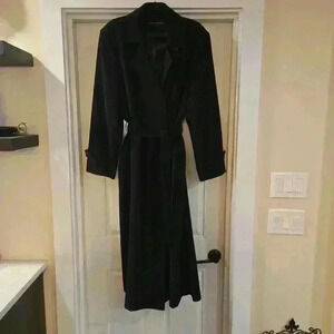 Gallery Womens Full Length Belted Trench Coat Black Size XL